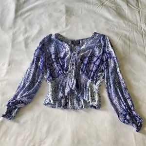 Blue and white floral patterned shirt